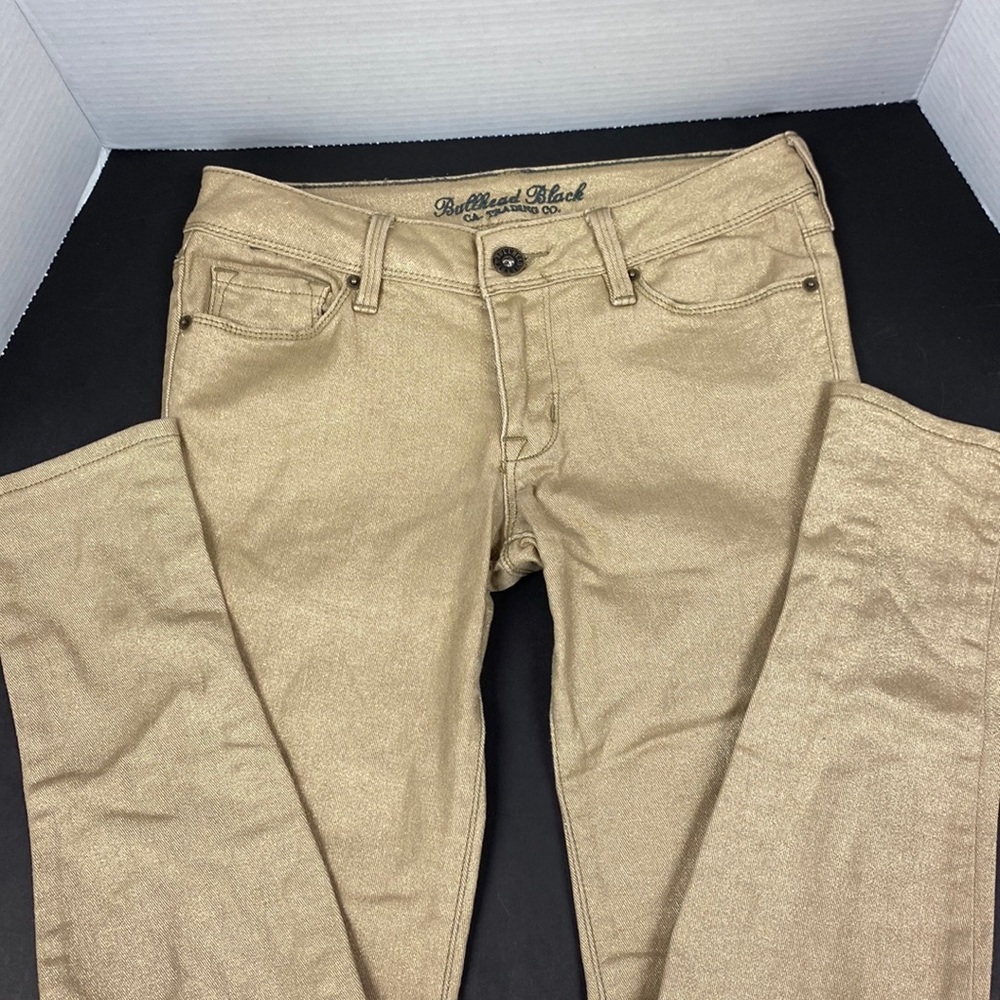 Bullhead Black Skinniest Gold Shimmer Jeans.